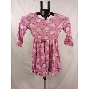 Social Academy Girl's Long Sleeve Pink/Purple Dinosaur Dress Size 5
